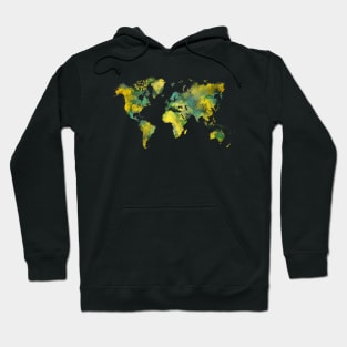 world map green yellow Hoodie